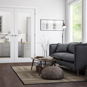 Internal White Primed Denver (CLEAR GLASS) Rebated Door Pair